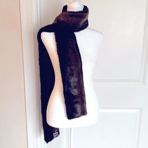 Ben Berger luxury collection dark brown faux fur scarf. 64’ long